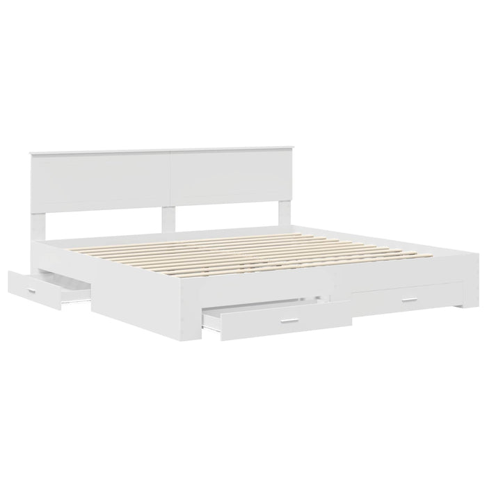 Cadru de pat cu headboard Alb 200 x 200 cm Lemn compozit - WALTI WALTI