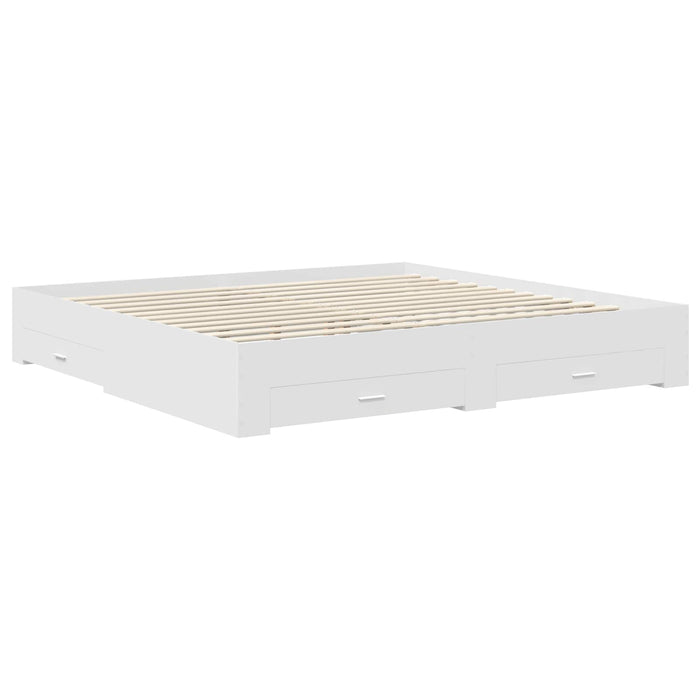Cadru de pat cu headboard Alb 200 x 200 cm Lemn compozit - WALTI WALTI