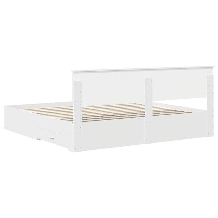 Cadru de pat cu headboard Alb 200 x 200 cm Lemn compozit - WALTI WALTI