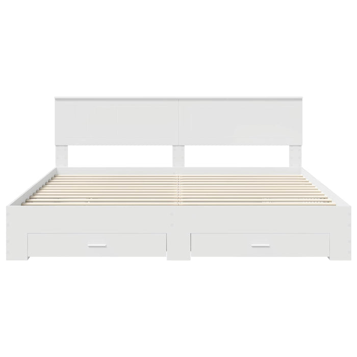 Cadru de pat cu headboard Alb 200 x 200 cm Lemn compozit - WALTI WALTI