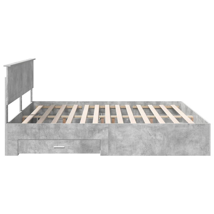Cadru de pat cu sertar Gri din beton 200 x 200 cm Lemn compozit - WALTI WALTI