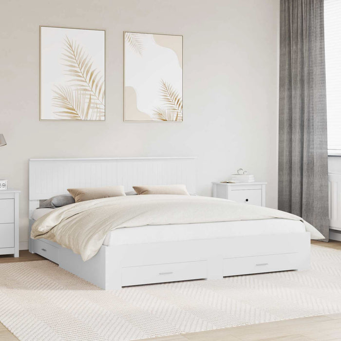 Cadru de pat cu headboard Alb 180 x 200 cm Lemn compozit - WALTI WALTI