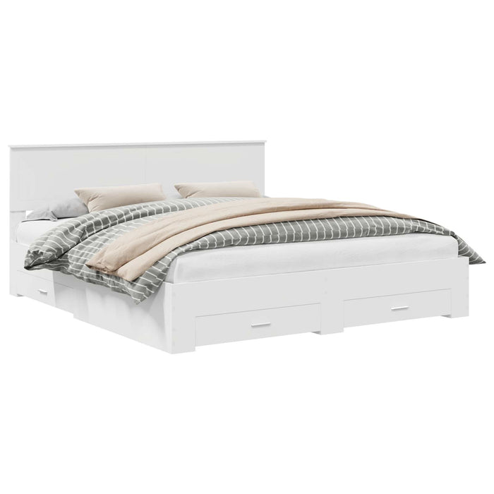 Cadru de pat cu headboard Alb 180 x 200 cm Lemn compozit - WALTI WALTI