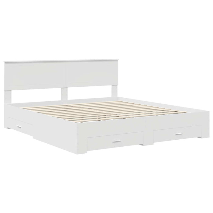 Cadru de pat cu headboard Alb 180 x 200 cm Lemn compozit - WALTI WALTI