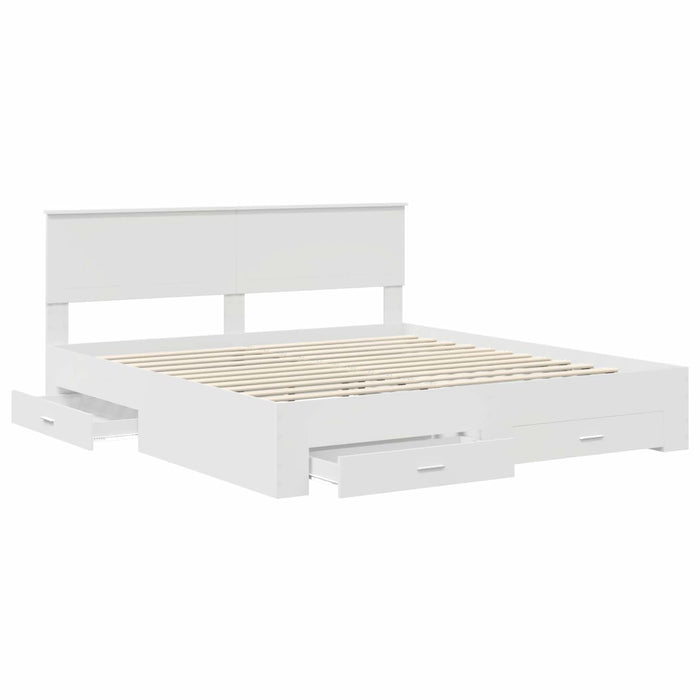 Cadru de pat cu headboard Alb 180 x 200 cm Lemn compozit - WALTI WALTI