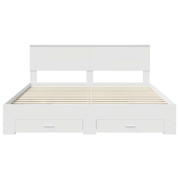 Cadru de pat cu headboard Alb 180 x 200 cm Lemn compozit - WALTI WALTI