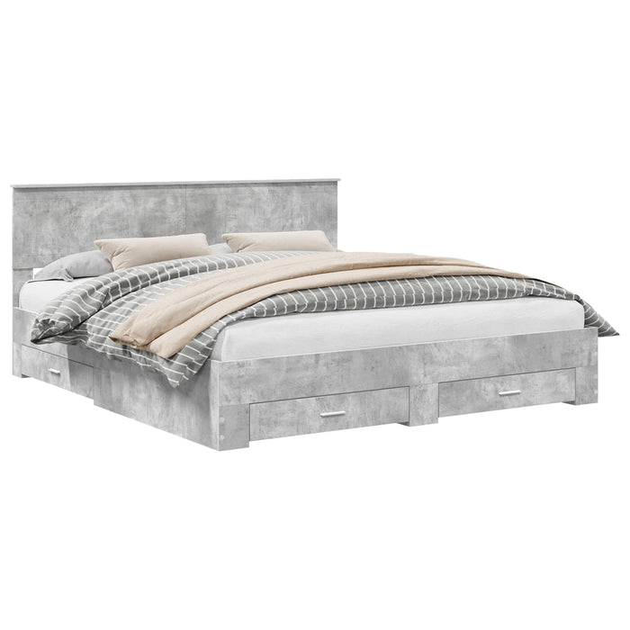Cadru de pat cu sertar Gri din beton 180 x 200 cm Lemn compozit - WALTI WALTI