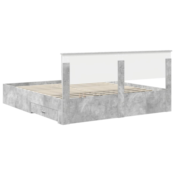 Cadru de pat cu sertar Gri din beton 180 x 200 cm Lemn compozit - WALTI WALTI