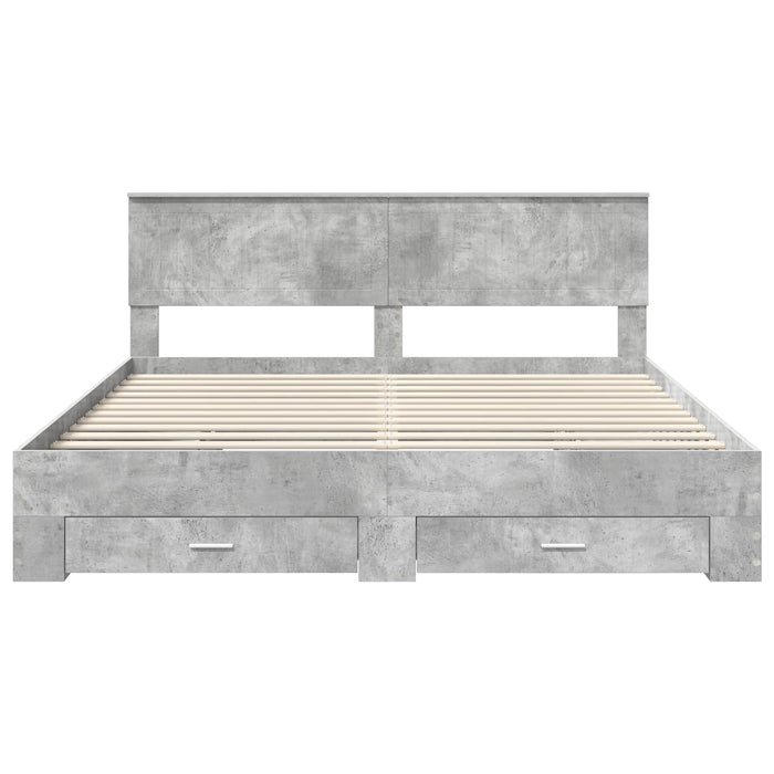 Cadru de pat cu sertar Gri din beton 180 x 200 cm Lemn compozit - WALTI WALTI