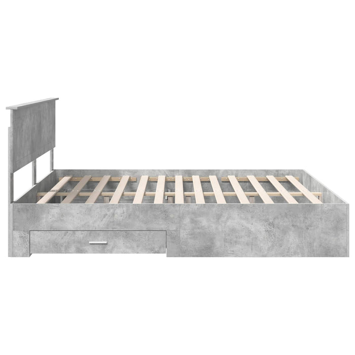 Cadru de pat cu sertar Gri din beton 180 x 200 cm Lemn compozit - WALTI WALTI