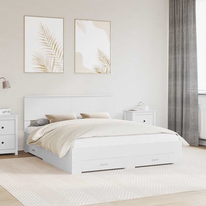 Cadru de pat cu headboard Alb 160 x 200 cm Lemn compozit - WALTI WALTI