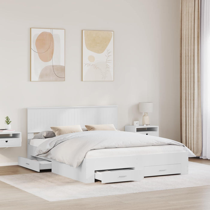 Cadru de pat cu headboard Alb 160 x 200 cm Lemn compozit - WALTI WALTI