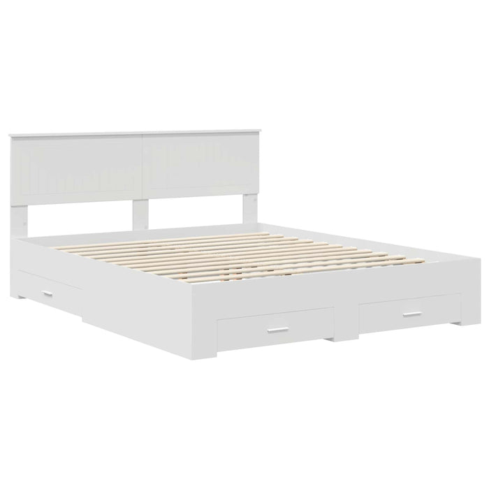 Cadru de pat cu headboard Alb 160 x 200 cm Lemn compozit - WALTI WALTI