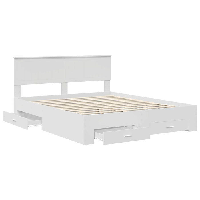 Cadru de pat cu headboard Alb 160 x 200 cm Lemn compozit - WALTI WALTI