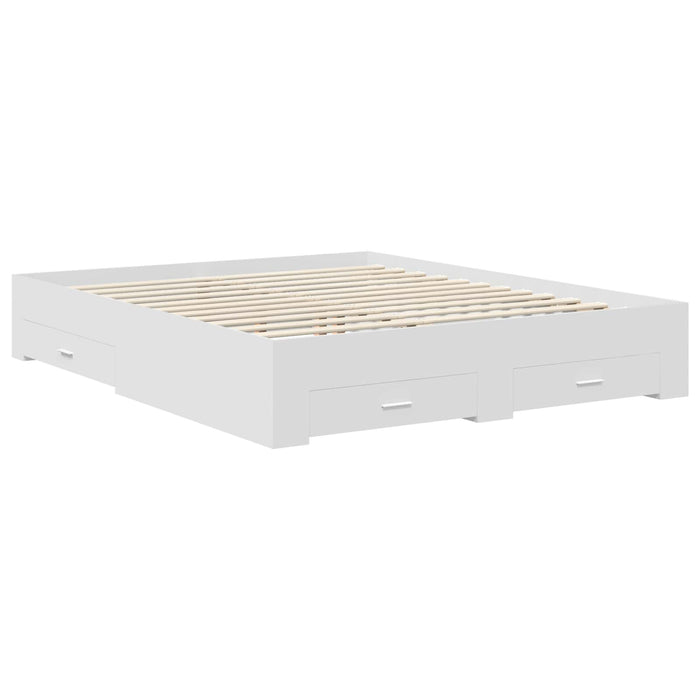 Cadru de pat cu headboard Alb 160 x 200 cm Lemn compozit - WALTI WALTI