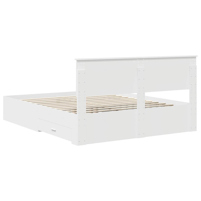 Cadru de pat cu headboard Alb 160 x 200 cm Lemn compozit - WALTI WALTI