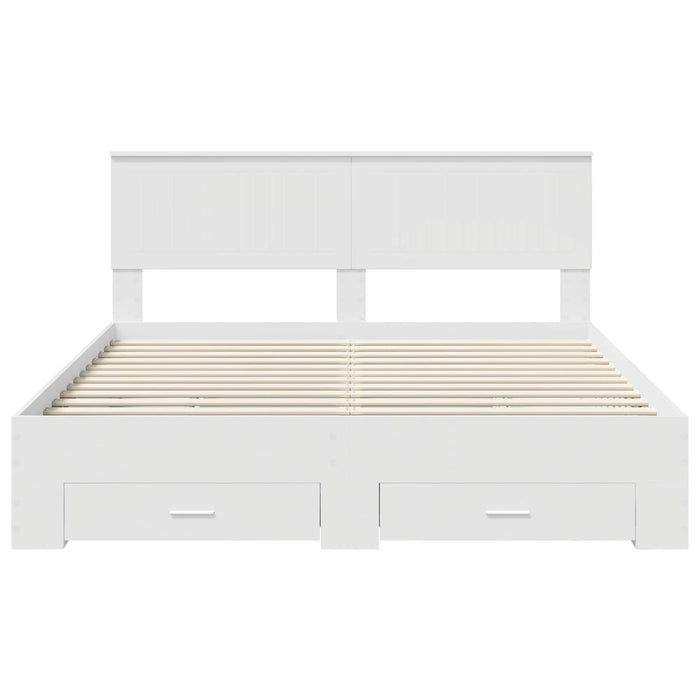 Cadru de pat cu headboard Alb 160 x 200 cm Lemn compozit - WALTI WALTI