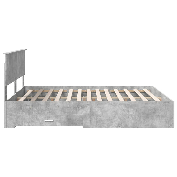 Cadru de pat cu sertar Gri din beton 160 x 200 cm Lemn compozit - WALTI WALTI