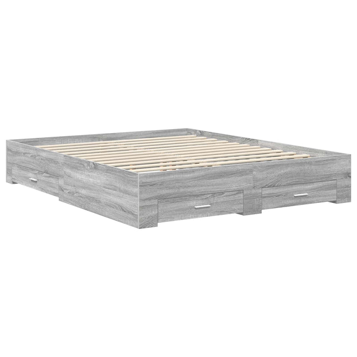 Cadru de pat cu headboard Gri Sonoma 160 x 200 cm Lemn compozit - WALTI WALTI