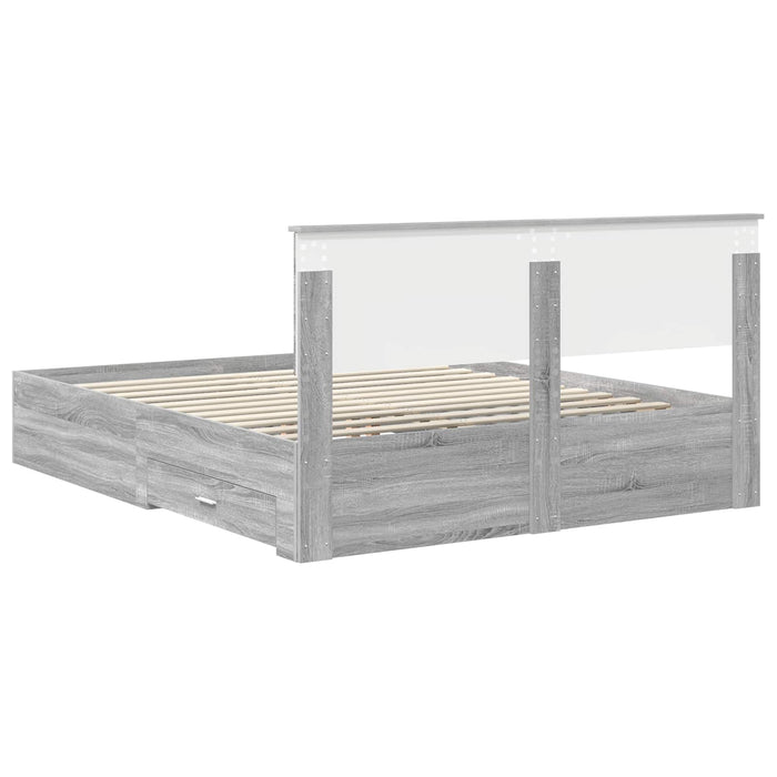 Cadru de pat cu headboard Gri Sonoma 160 x 200 cm Lemn compozit - WALTI WALTI