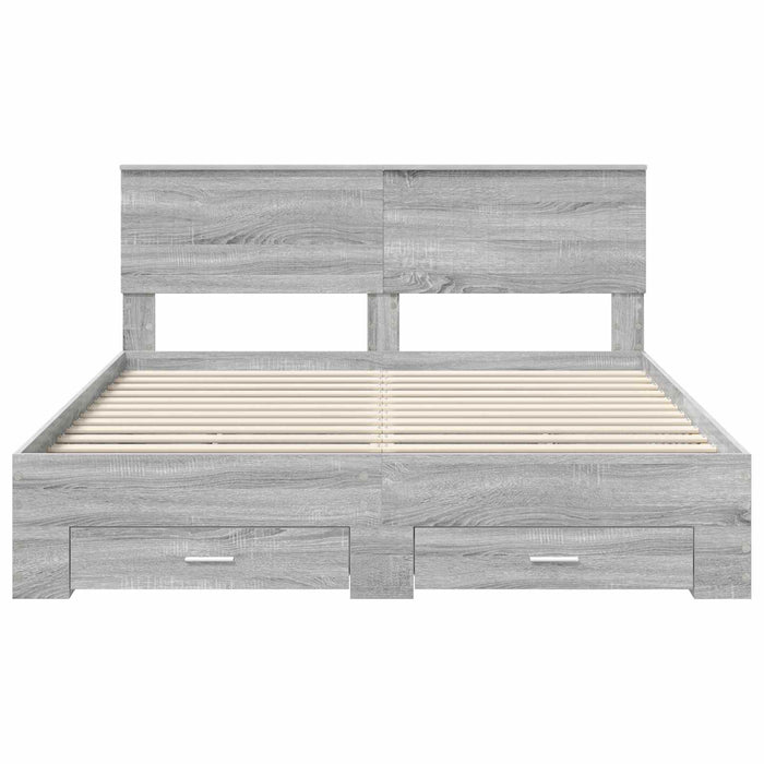 Cadru de pat cu headboard Gri Sonoma 160 x 200 cm Lemn compozit - WALTI WALTI