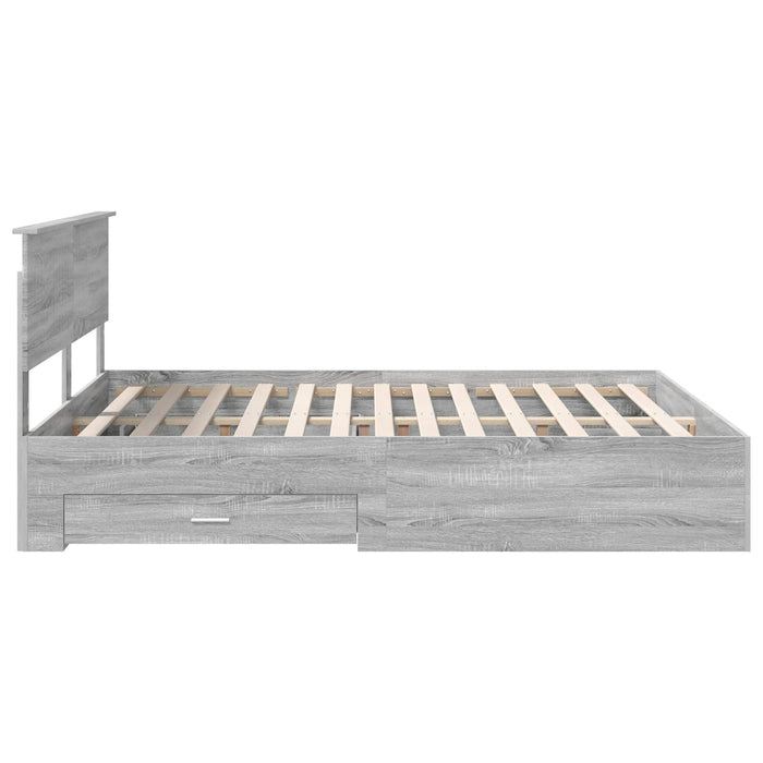 Cadru de pat cu headboard Gri Sonoma 160 x 200 cm Lemn compozit - WALTI WALTI