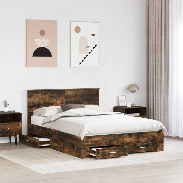 Cadru de pat Stejar fumuriu 140 x 200 cm Lemn compozit - WALTI WALTI
