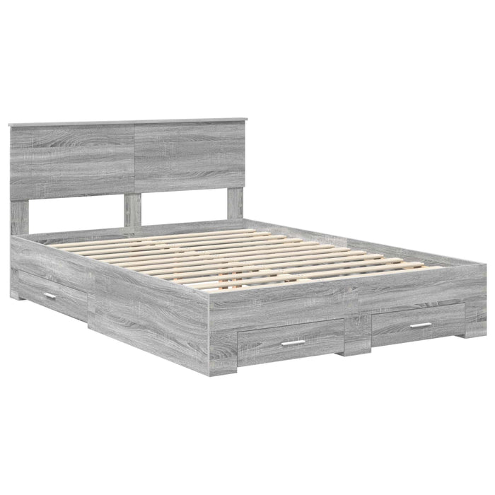 Cadru de pat cu headboard Gri Sonoma 140 x 200 cm Lemn compozit - WALTI WALTI