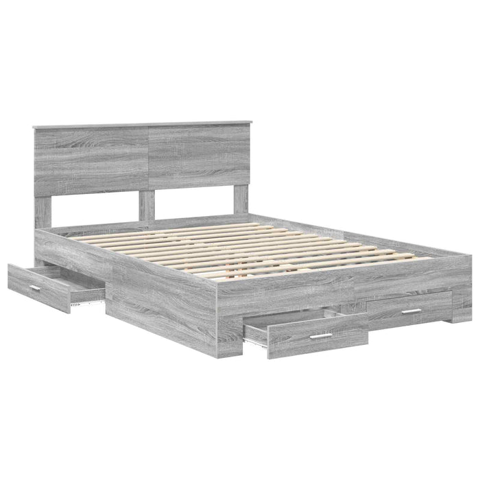 Cadru de pat cu headboard Gri Sonoma 140 x 200 cm Lemn compozit - WALTI WALTI
