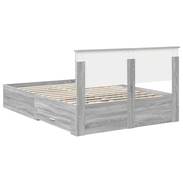 Cadru de pat cu headboard Gri Sonoma 140 x 200 cm Lemn compozit - WALTI WALTI