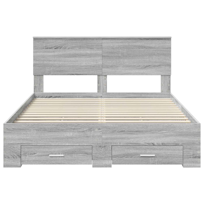 Cadru de pat cu headboard Gri Sonoma 140 x 200 cm Lemn compozit - WALTI WALTI