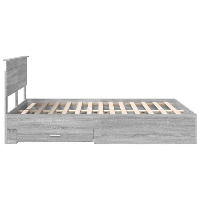 Cadru de pat cu headboard Gri Sonoma 140 x 200 cm Lemn compozit - WALTI WALTI