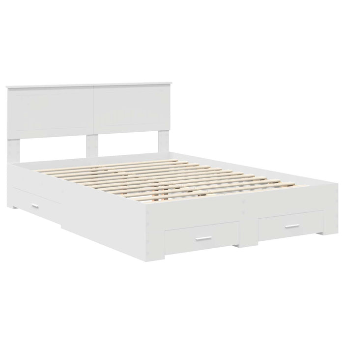Cadru de pat cu headboard Alb 140 x 190 cm Lemn compozit - WALTI WALTI