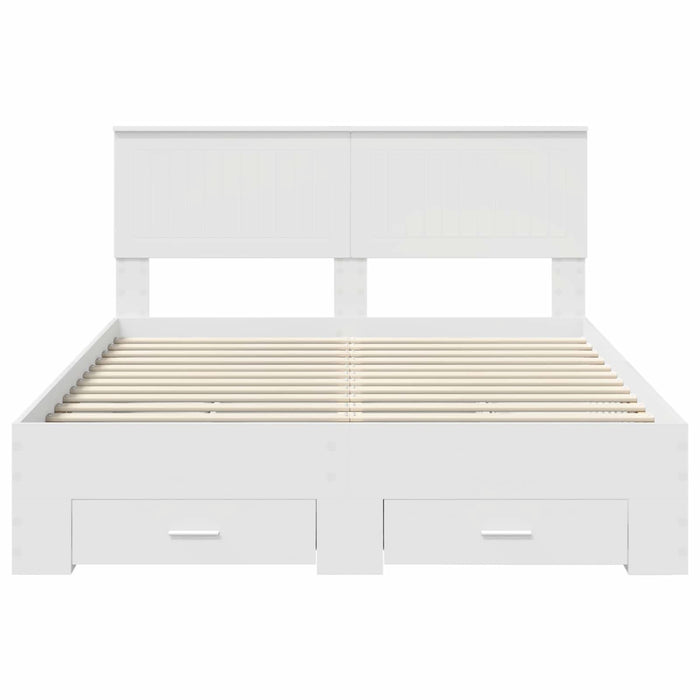 Cadru de pat cu headboard Alb 140 x 190 cm Lemn compozit - WALTI WALTI
