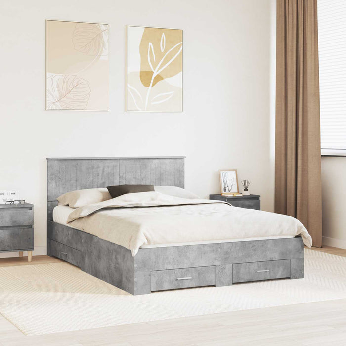 Cadru de pat cu sertar cu headboard cu depozitare Lemn compozit - WALTI WALTI