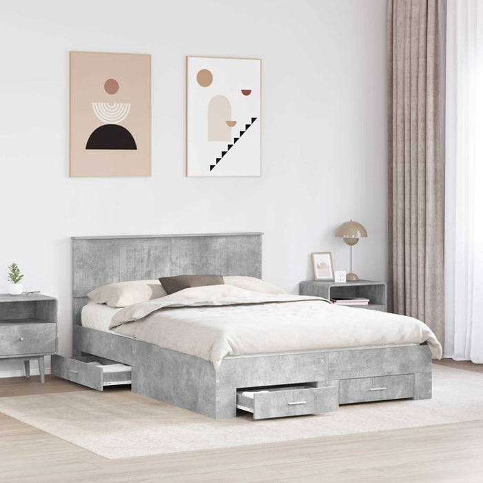 Cadru de pat cu sertar cu headboard cu depozitare Lemn compozit - WALTI WALTI