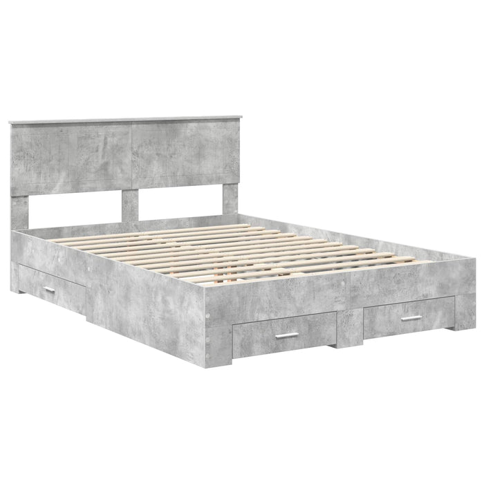 Cadru de pat cu sertar cu headboard cu depozitare Lemn compozit - WALTI WALTI