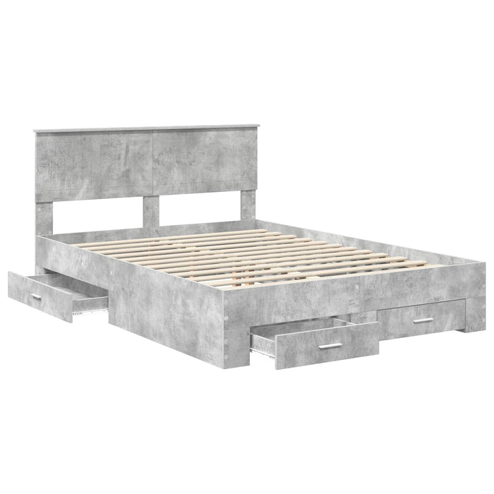 Cadru de pat cu sertar cu headboard cu depozitare Lemn compozit - WALTI WALTI