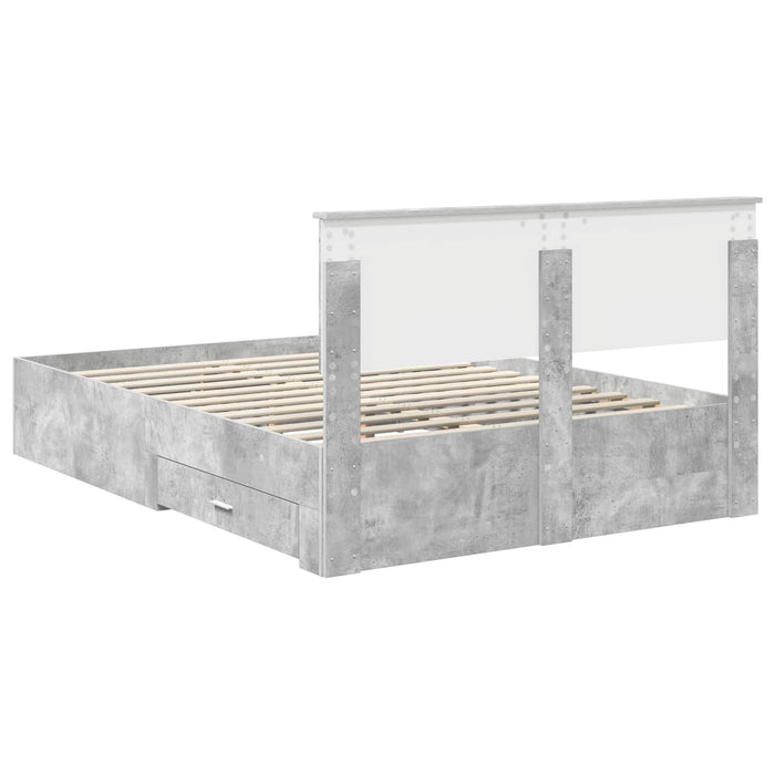 Cadru de pat cu sertar cu headboard cu depozitare Lemn compozit - WALTI WALTI