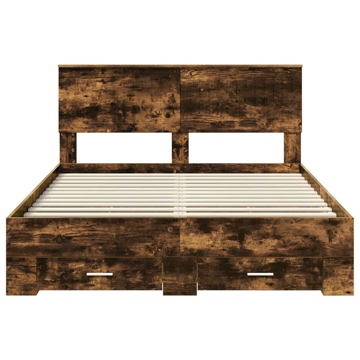 Cadru de pat Stejar fumuriu 135 x 190 cm Lemn compozit - WALTI WALTI