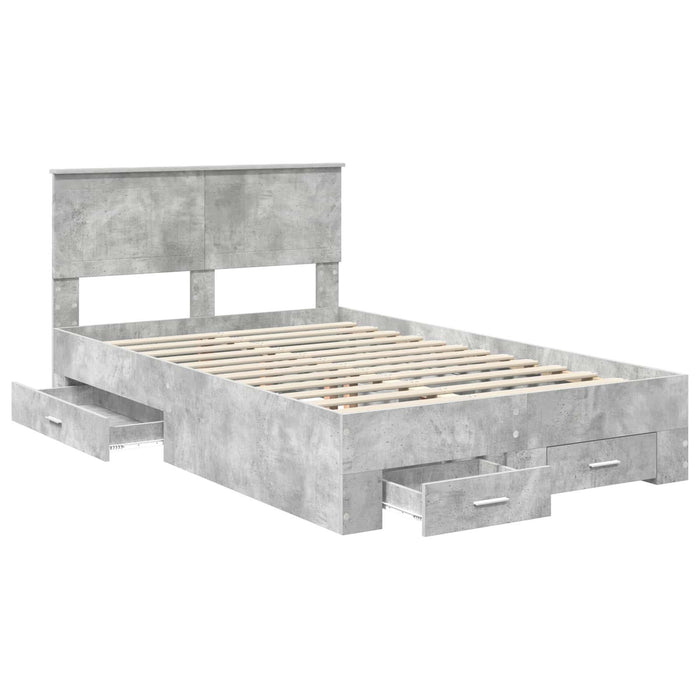 Cadru de pat cu sertar Gri din beton 120 x 200 cm Lemn compozit - WALTI WALTI