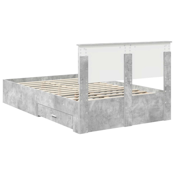 Cadru de pat cu sertar Gri din beton 120 x 200 cm Lemn compozit - WALTI WALTI