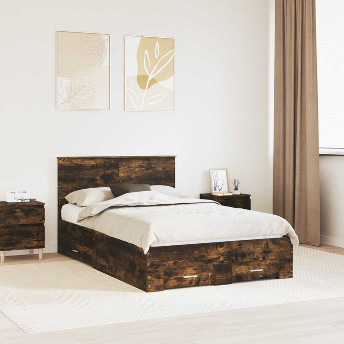 Cadru de pat Stejar fumuriu 120 x 200 cm Lemn compozit - WALTI WALTI