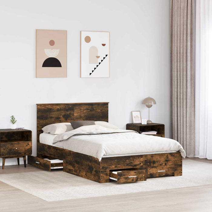 Cadru de pat Stejar fumuriu 120 x 200 cm Lemn compozit - WALTI WALTI