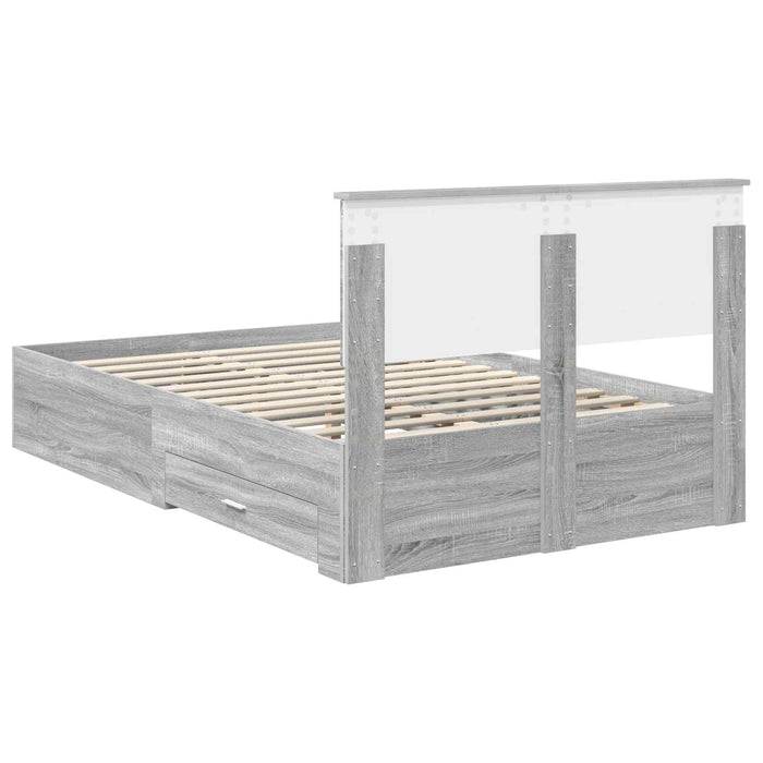 Cadru de pat cu headboard Gri Sonoma 120 x 200 cm Lemn compozit - WALTI WALTI