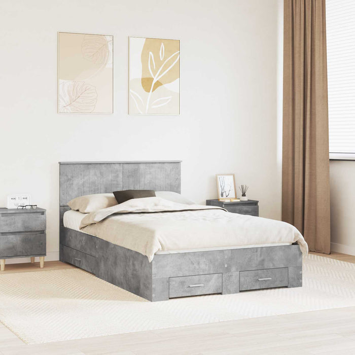 Cadru de pat cu sertar Gri din beton 120 x 190 cm Lemn compozit - WALTI WALTI