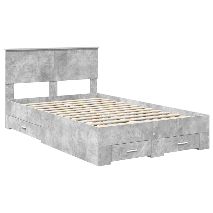 Cadru de pat cu sertar Gri din beton 120 x 190 cm Lemn compozit - WALTI WALTI