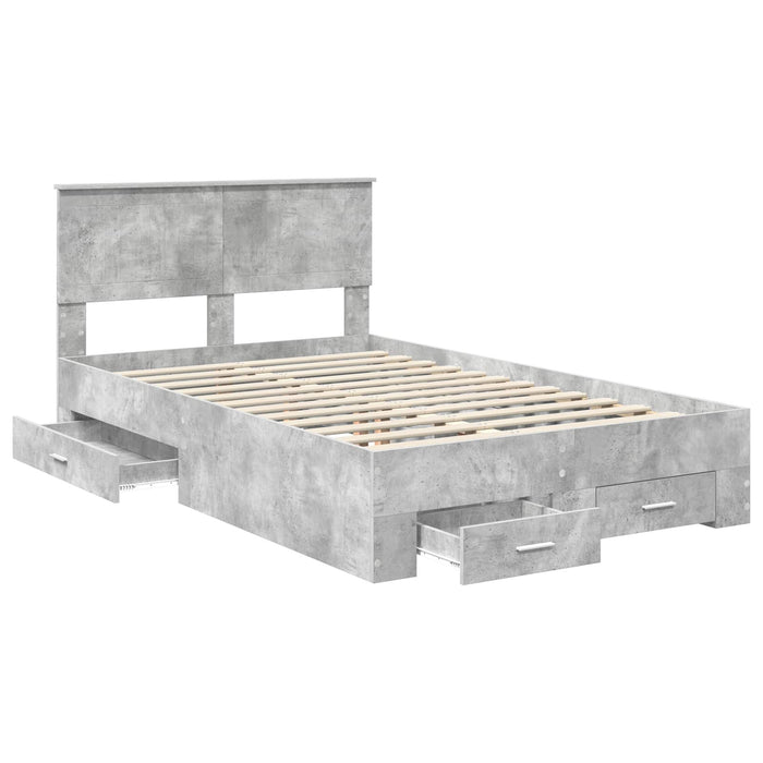 Cadru de pat cu sertar Gri din beton 120 x 190 cm Lemn compozit - WALTI WALTI