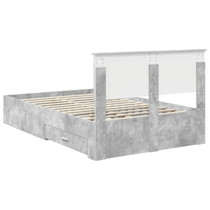 Cadru de pat cu sertar Gri din beton 120 x 190 cm Lemn compozit - WALTI WALTI