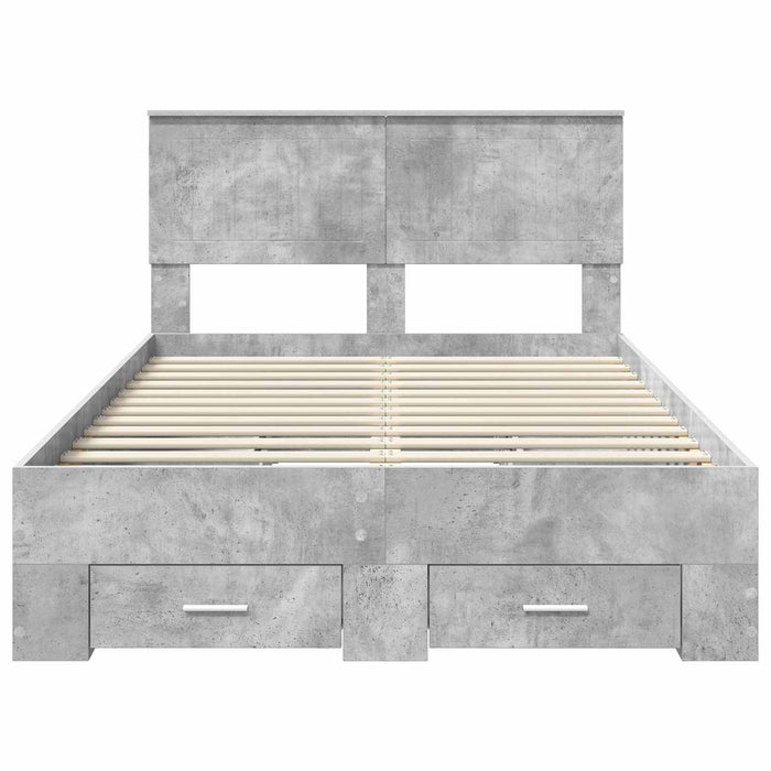 Cadru de pat cu sertar Gri din beton 120 x 190 cm Lemn compozit - WALTI WALTI